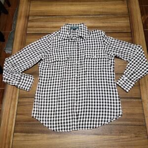 Lauren Ralph Lauren LS Full Button Brown & White Checked Shirt - Size Small